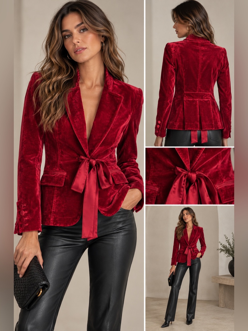 ❤️ On-Trend FW2026❤️
White House Black Market— Red Velvet Blazer with Tie Waist